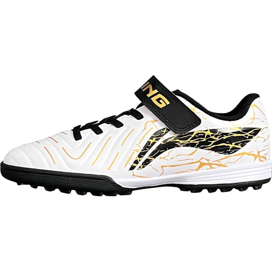 Li-Ning YOUNG LINING YOUNG Football Anti Slip Wear Resistant Low Top Kids' Soccer Shoes Standard White/Antique Gold/Black Kids'