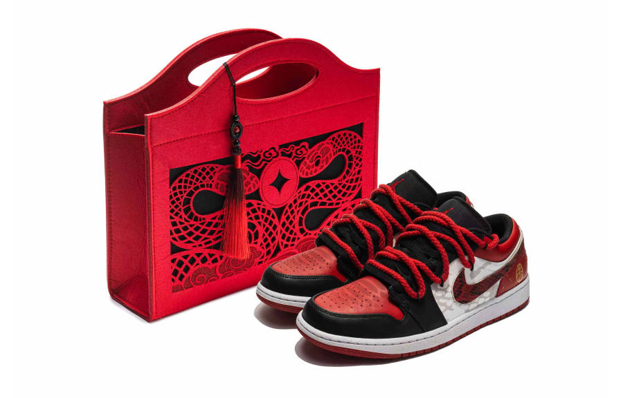 Jordan Jordan Air Jordan 1 GS Leather Low top Children's Basketball Shoes Red Teenagers