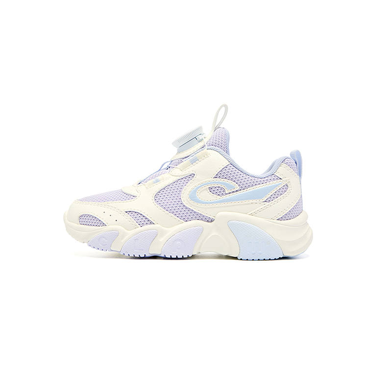 QIAODAN Synthetic Leather, Textile Classic And Versatile Rebound Low top Kids' Running Shoes Kapok Purple/Ivory White