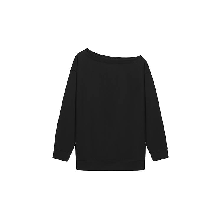 MOMMANWA Sweatshirts Women's Black Asymmetrical Collar Moderate Other