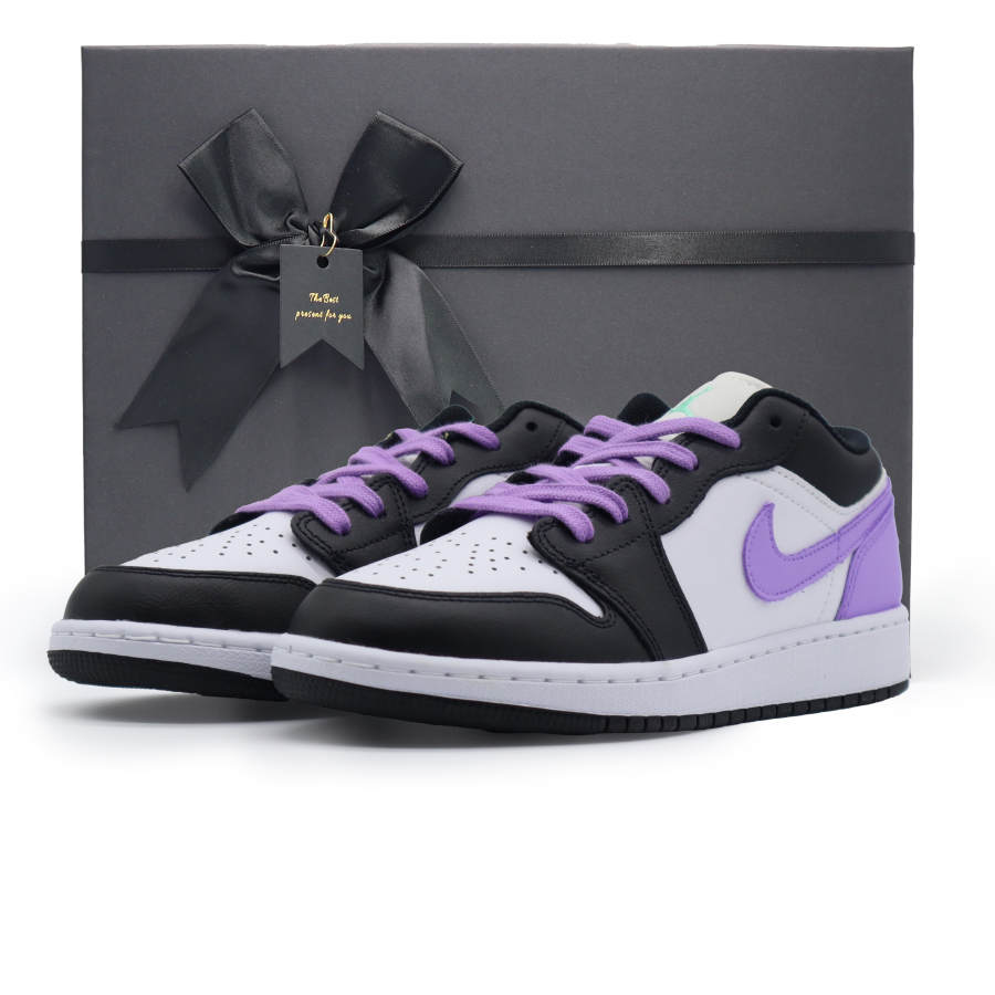 Jordan Jordan Air Jordan 1 Low Kids' Skateboarding Shoes Black Purple Teenagers