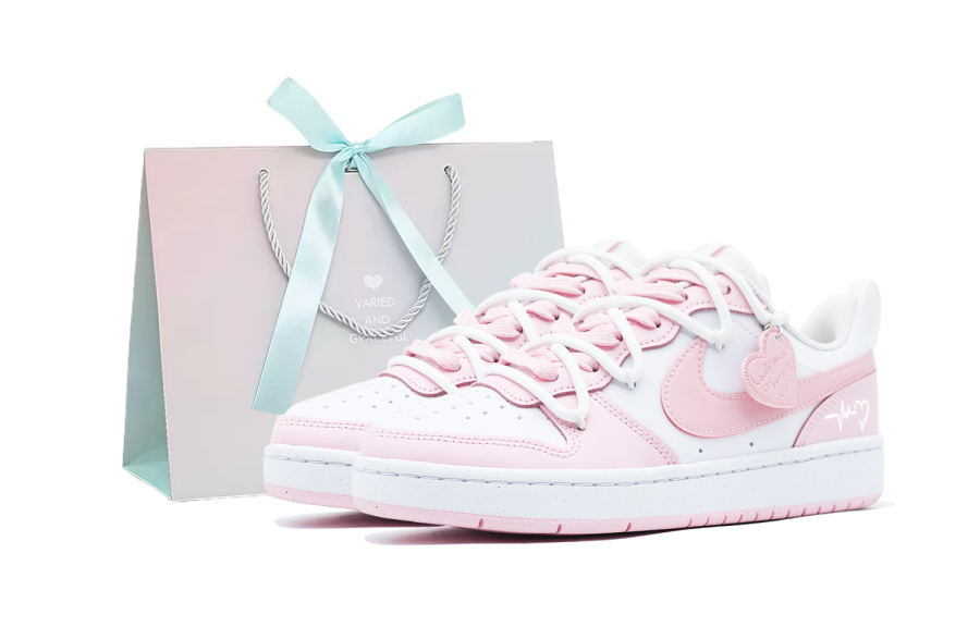 Nike Nike Court Borough Synthetic Leather Low top Kids' Skateboarding Shoes Pink Teenagers