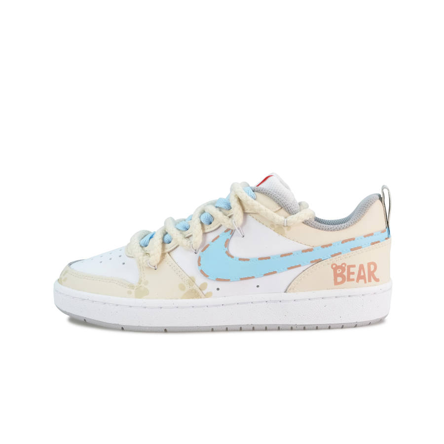 Nike Nike Court Borough Slip Resistant Cushioning Low Top Kids' Skateboarding Shoes Ecru Teenagers