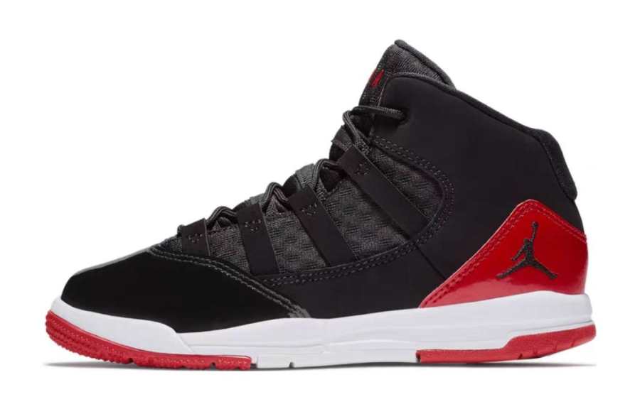 Jordan Jordan Max Aura Cushioning Abrasion Resistant Mid top Children's Basketball Shoes Black Red Children Aged 3 7 Years Old