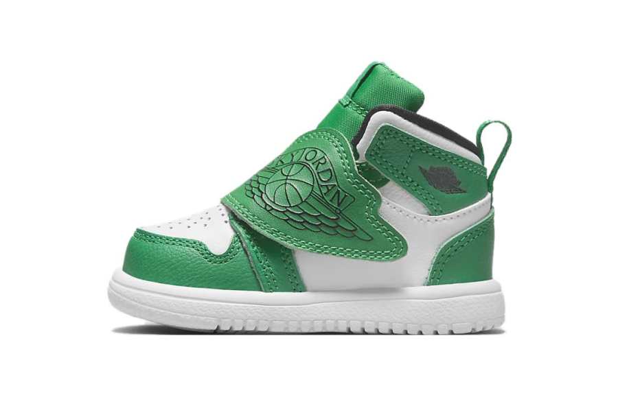 Jordan Jordan Air Jordan 1 TD Leather Slip Resistant Anti Kick High top Toddler Shoes Green White Infant And Toddler
