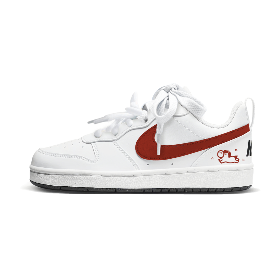 Nike Nike Court Borough Continuous Good Luck Abrasion Resistant Low top Kids' Skateboarding Shoes White Teenagers