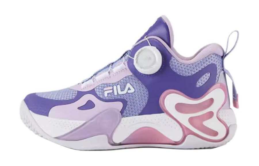 FILA KIDS Slip Resistant Cushioning Abrasion Resistant Low top Children's Basketball Shoes Blue Purple Kids'