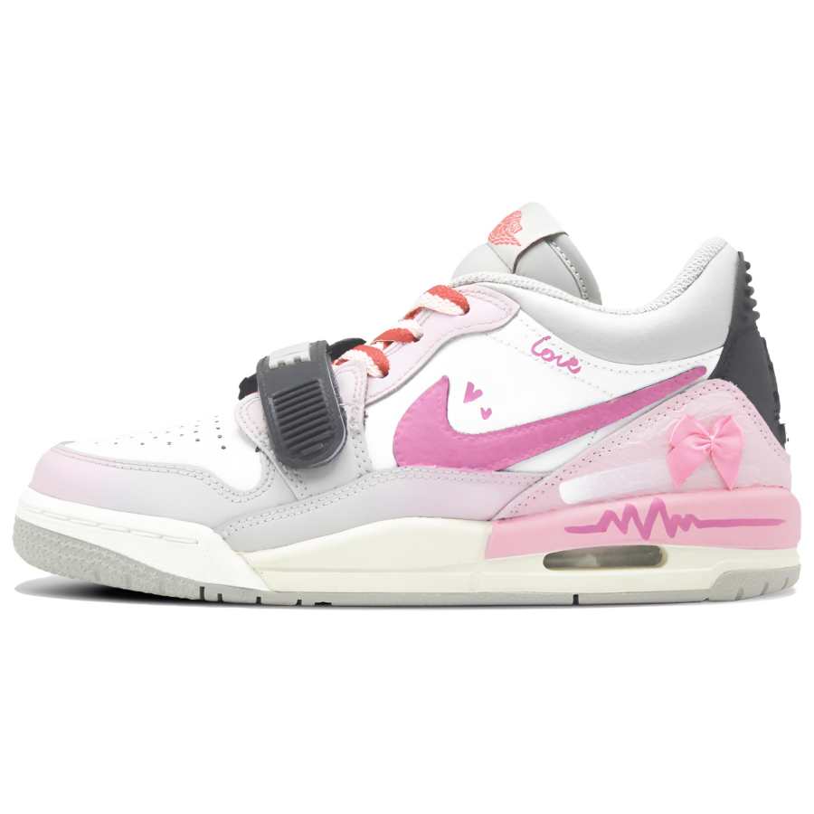 Jordan Jordan Legacy 312 Heart Pulse Leather Cushioning Mid top Children's Basketball Shoes Pink Teenagers