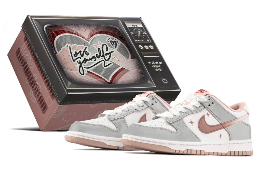 Nike Nike Dunk Silver Flower DKL Low top Kids' Skateboarding Shoes Pink White Teenagers