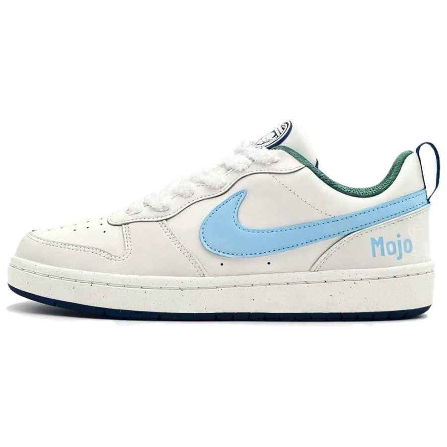 Nike Nike Court Borough Butter Boba Leather Slip Resistant Abrasion Resistant Low top Kids' Skateboarding Shoes Milk White