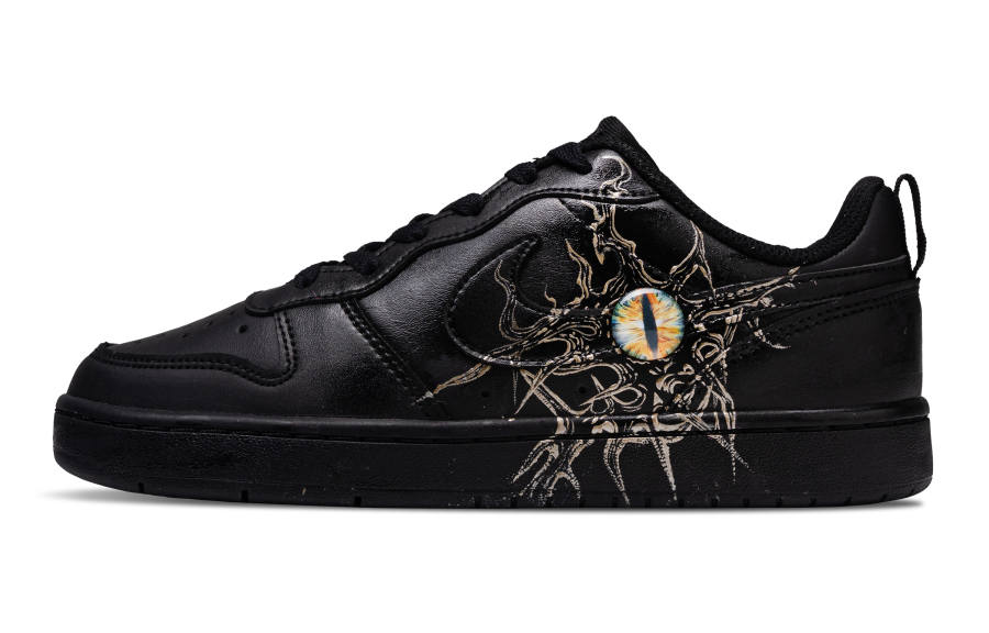 Nike Nike Court Borough Dark Realm Demon Eyes Patent Leather, Leather Low top Kids' Skateboarding Shoes Black Unisex
