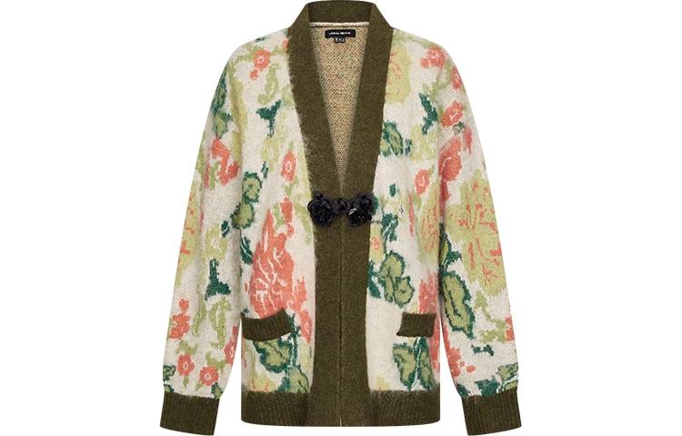 URBAN REVIVO Sweaters Women's Multicolor V Neck Moderate Cardigan