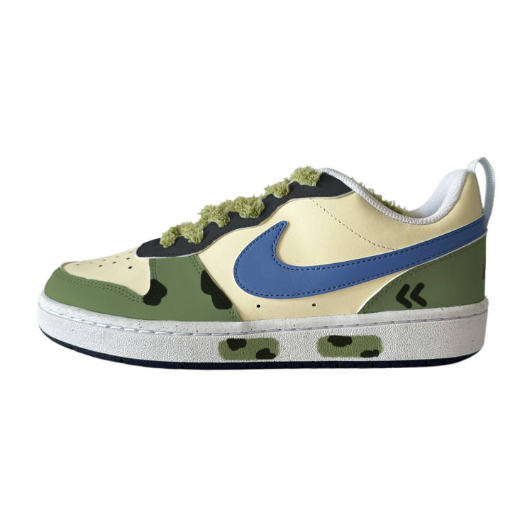 Nike Nike Court Borough Military Synthetic Leather Low top Kids' Skateboarding Shoes White Green Gray Kids'