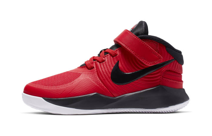 Nike Nike Team Hustle D 9 FlyEase Slip Resistant Abrasion Resistant Mid top Basketball Shoes Red Black