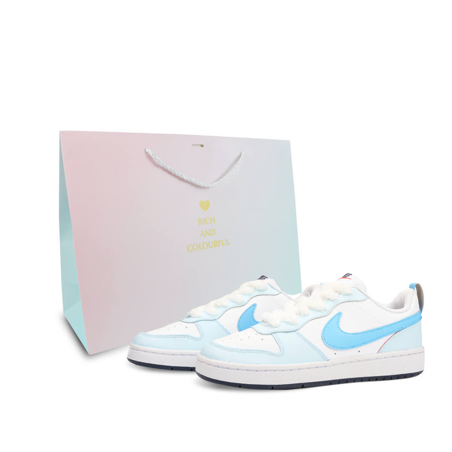 Nike Nike Court Borough Cushioning Abrasion Resistant Breathable Low top Kids' Skateboarding Shoes Blue Teenagers