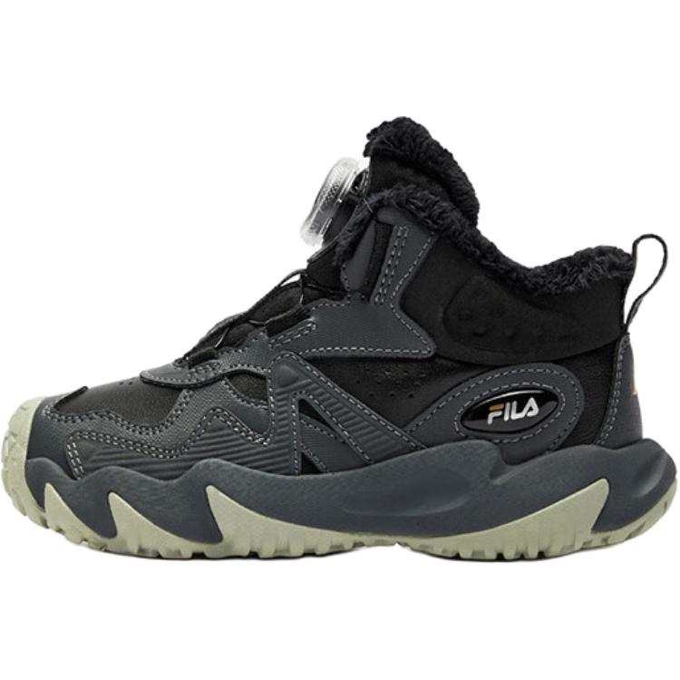 FILA KIDS BOA Comfortable Slip Resistant Abrasion Resistant Mid top Kids Lifestyle Shoes Black
