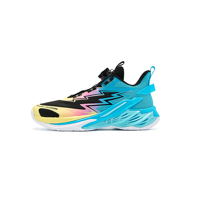 QIAODAN Mid top Basketball Shoes Black/Textured Blue Teenagers
