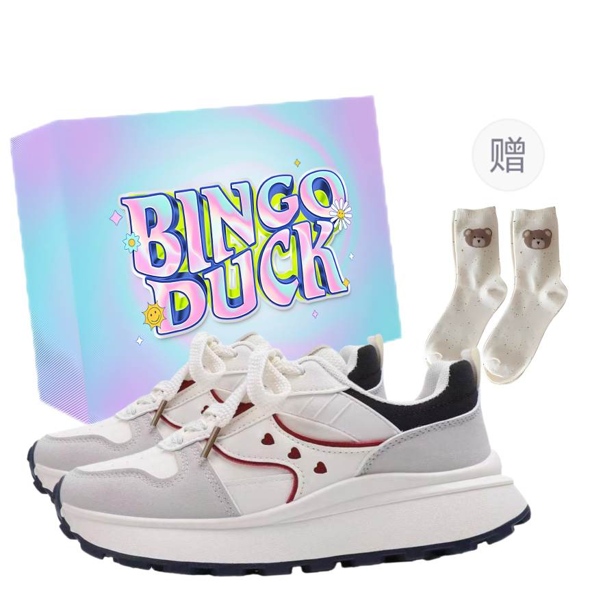 BINGO DUCK Height Increasing Breathable Height Increasing Breathable Low top Chunky Sneakers Women's