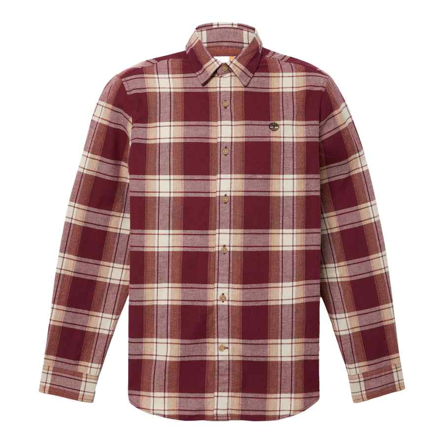 Timberland Shirts Men's Burgundy Lapel Moderate