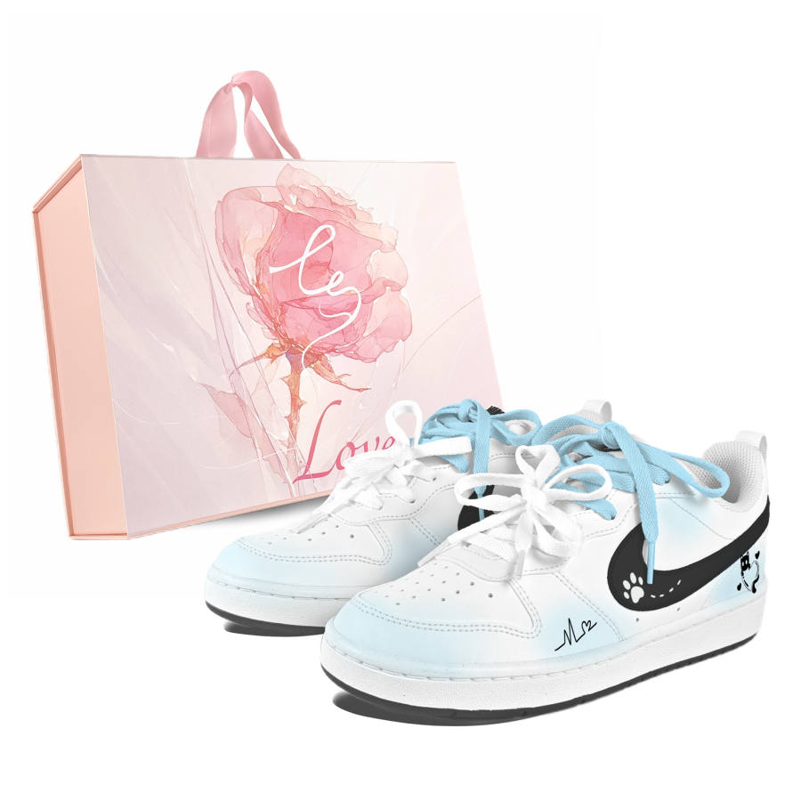 Nike Nike Court Borough Heart To Heart Abrasion Resistant Low top Kids' Skateboarding Shoes White Teenagers