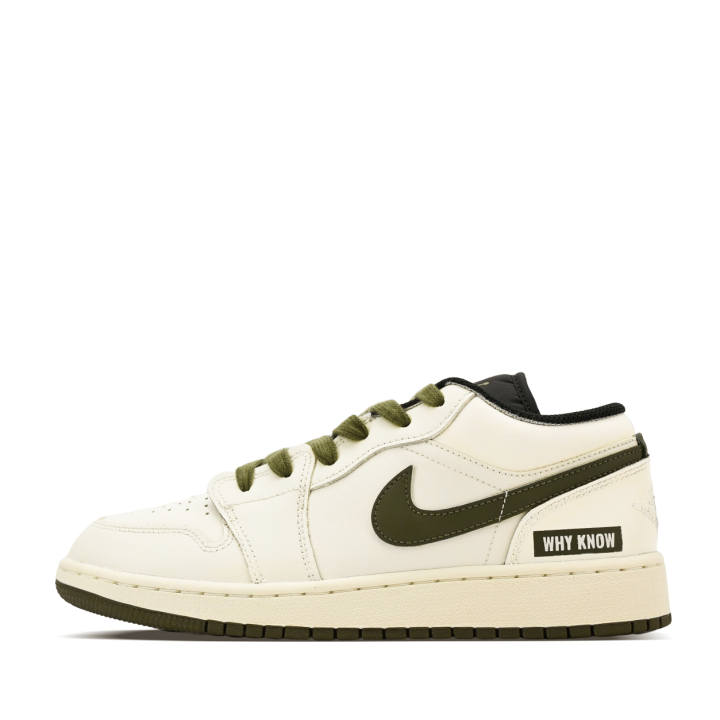 Jordan Jordan Air Jordan 1 Olive Green Synthetic Leather, Leather Slip Resistant Abrasion Resistant