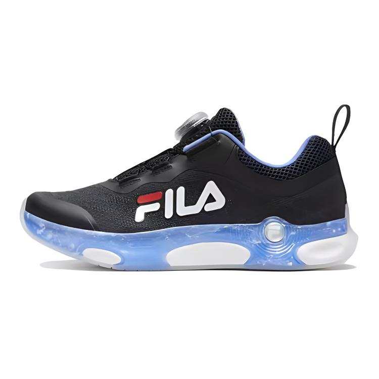 FILA KIDS Sundae Synthetic Leather, Textile Rebound And Wear resistant Low top Kids' Running Shoes Black