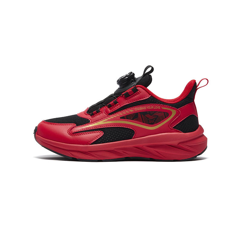 361°KIDS Slip Resistant Cushioning Abrasion Resistant Low top Kids' Running Shoes Carbon Black/Energy Red/Crown Gold