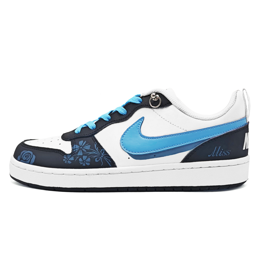 Nike Nike Court Borough Lemon Island Leather Slip Resistant Lightweight Cushioning Low top Kids' Skateboarding Shoes Blue