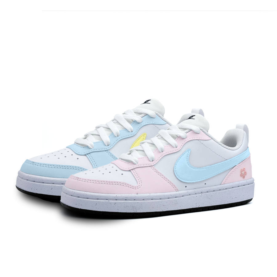 Nike Nike Court Borough Mismatched Flower Language Synthetic Leather Abrasion Resistant Abrasion Resistant Low top