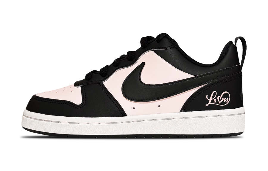 Nike Nike Court Borough Leather Low top Kids' Skateboarding Shoes Black Pink Teenagers