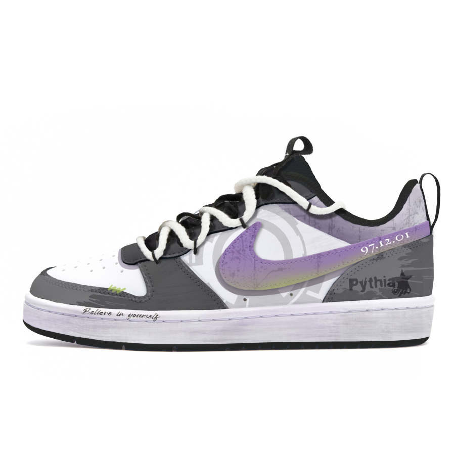 Nike Nike Court Borough Slip Resistant Cushioning Abrasion Resistant Low top Kids' Skateboarding Shoes Gray Purple Teenagers