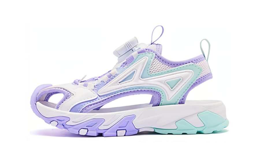 QIAODAN Slip Resistant Abrasion Resistant Children's Sandals White Purple Children Aged 3 7 Years Old