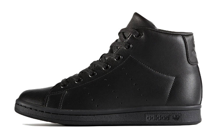 Adidas Originals STAN SMITH J Abrasion Resistant High top Kids' Skateboarding Shoes Black Teenagers