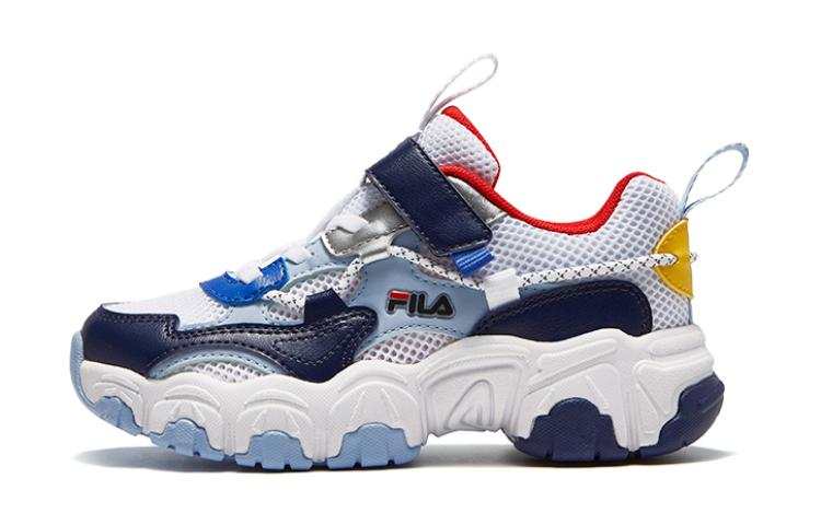 FILA KIDS Slip Resistant And Breathable Low top Kids' Running Shoes Blue White Children Aged 3 7 Years Old