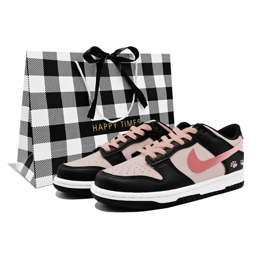Nike Nike Dunk Sweetie Cat Paw Shock Absorbers Abrasion Resistant Slip Resistant Low top Skateboard Shoes Black Pink Kids'