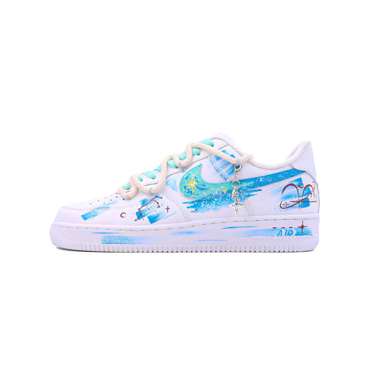 Nike Nike Air Force 1 LE Leather Low top Kids' Skateboarding Shoes White Blue Unisex