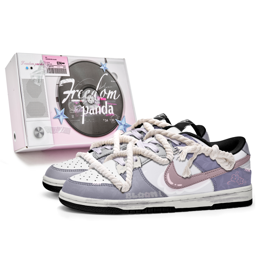 Nike Nike Dunk Box Hua Yu Anti-Slip Wear-Resistant Low-Top Kids' Skateboarding Shoes Purple Pink Teenagers