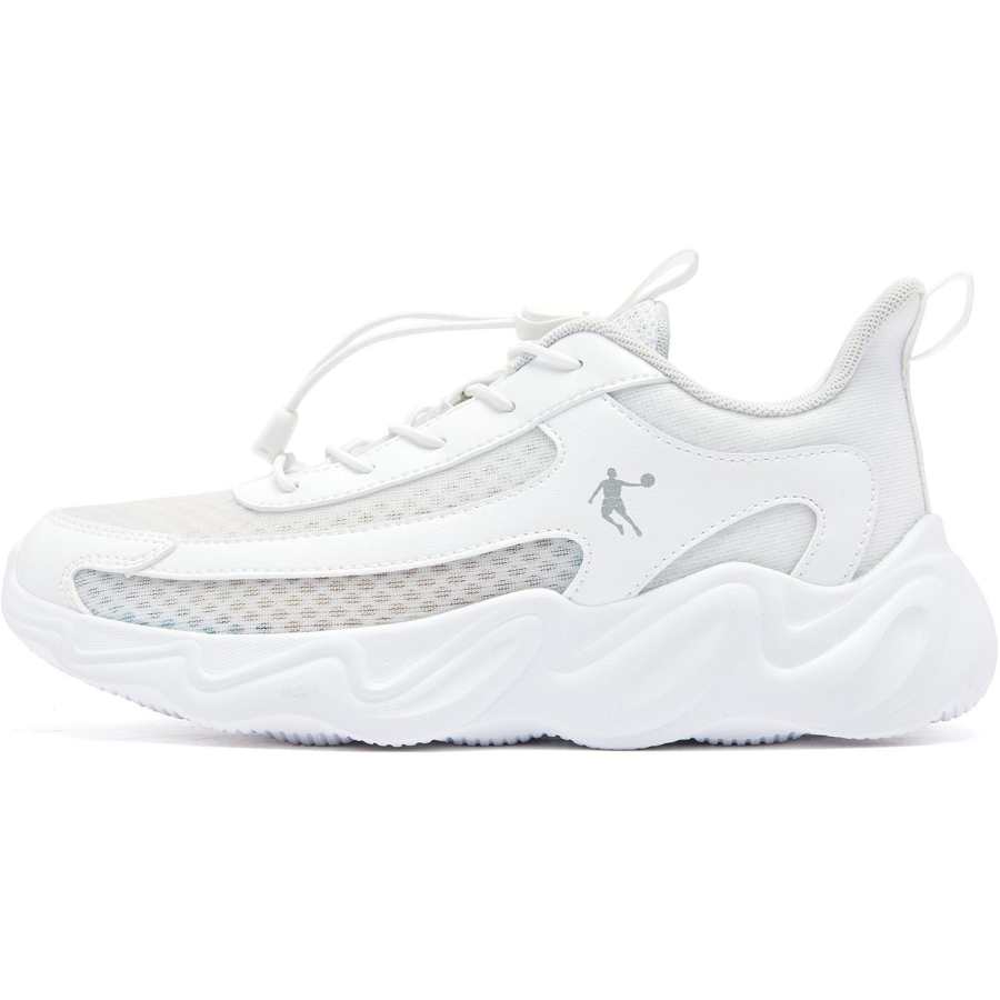 QIAODAN Wind Leap Textile, Synthetic Leather Low top Running Shoes White Unisex