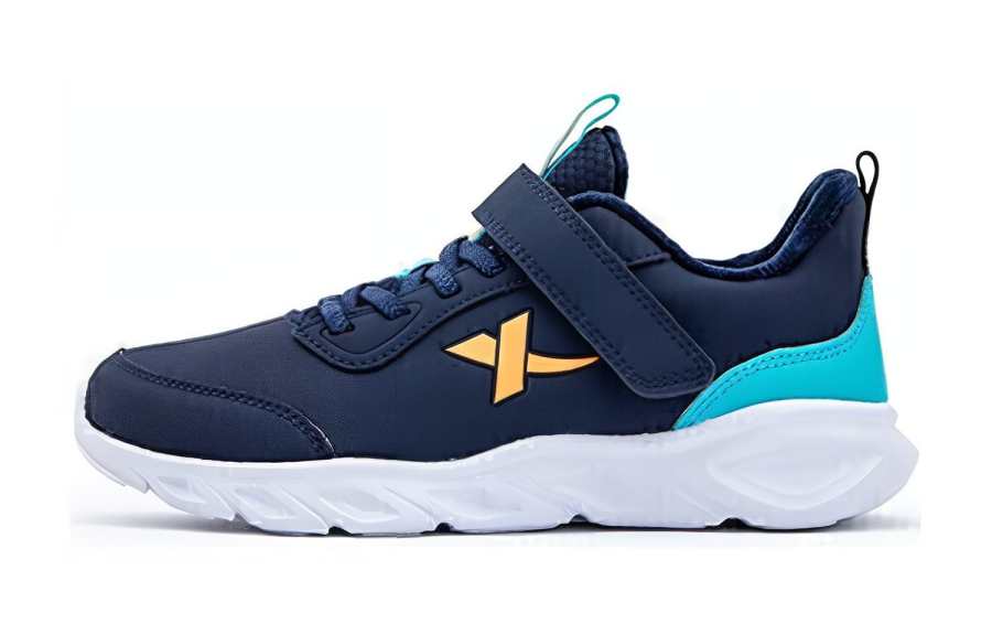 XTEP Synthetic Leather Slip Resistant, Abrasion Resistant, Breathable Low top Kids Lifestyle Shoes Blue Yellow Kids'