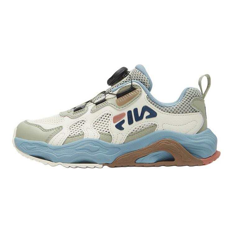 FILA KIDS Karst Cave Slip Resistant, Abrasion Resistant, Breathable Low top Kids' Outdoor Shoes White Green Blue Unisex