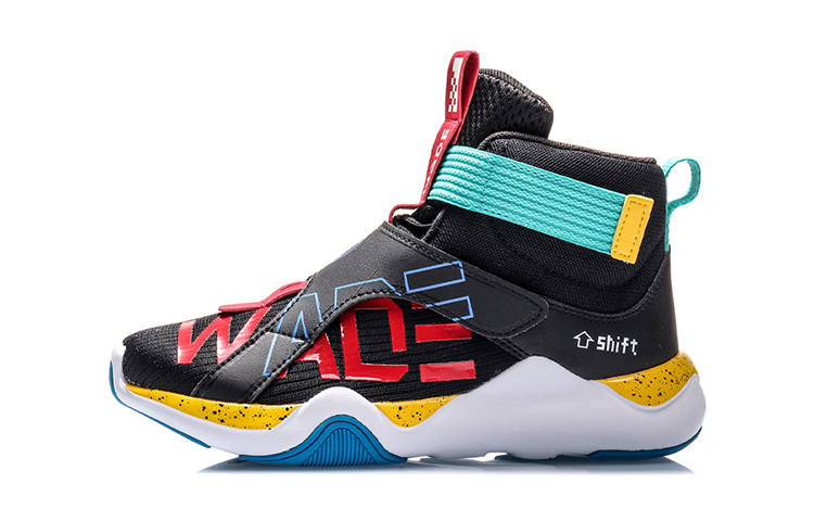 Li-Ning YOUNG Li Ning Cushioning Breathable High top Basketball Shoes Black Green Teenagers