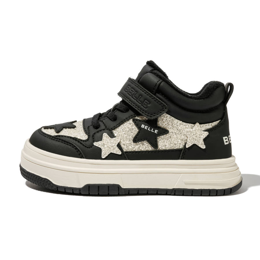 BELLE Synthetic Leather Baby's Breath Hook and Loop, Slip Resistant Fleece Lined, Casual Mid top