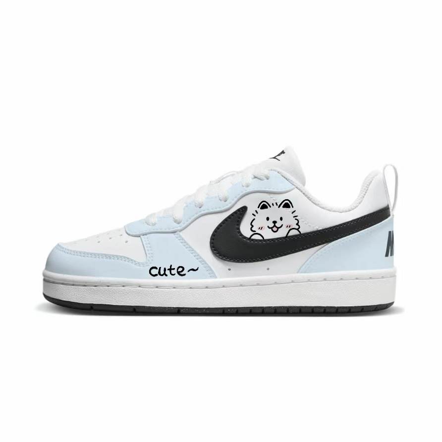 Nike Nike Court Borough Starry Blue Sea Synthetic Leather Low top Skateboard Shoes Blue Kids'