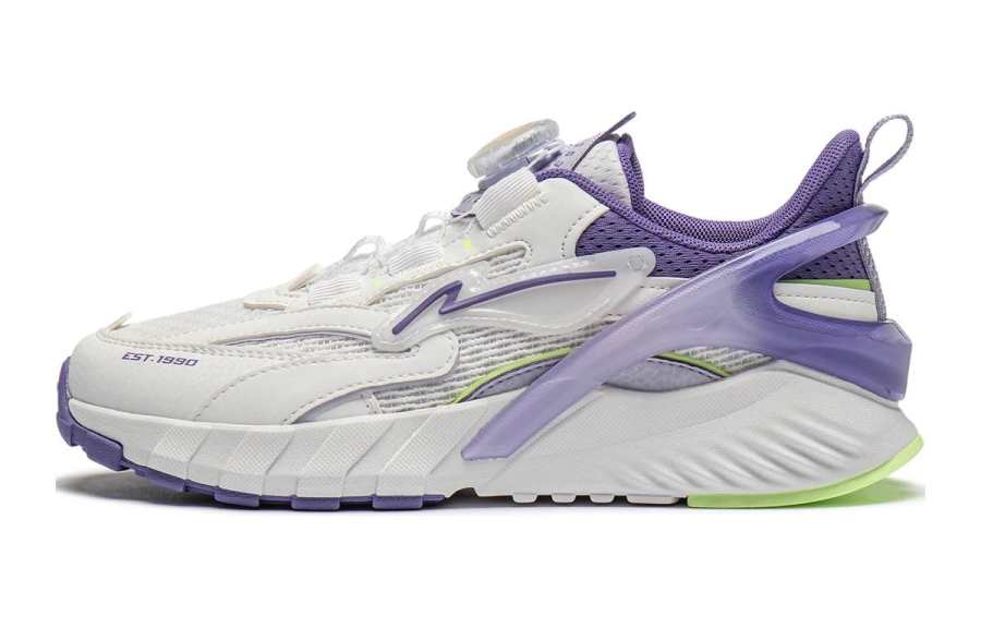 Li-Ning YOUNG Li Ning YOUNG Synthetic Leather Slip Resistant Abrasion Resistant Low top Kids Lifestyle Shoes White Purple Kids'