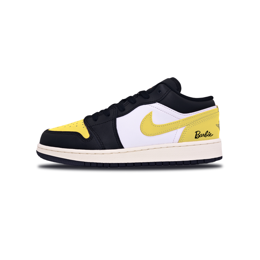Jordan Jordan Air Jordan 1 Low Slip Resistant Abrasion Resistant Low top Children's Basketball Shoes Black Yellow Teenagers