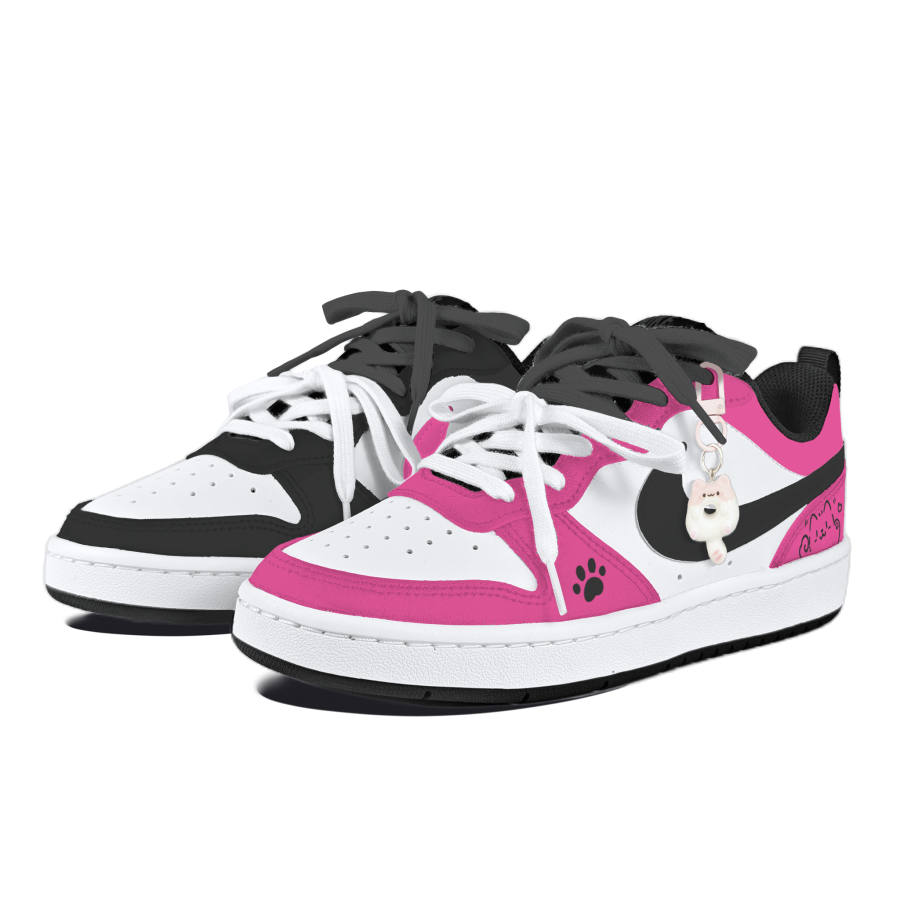 Nike Nike Court Borough Slip Resistant Abrasion Resistant Low top Kids' Skateboarding Shoes Black Pink Teenagers