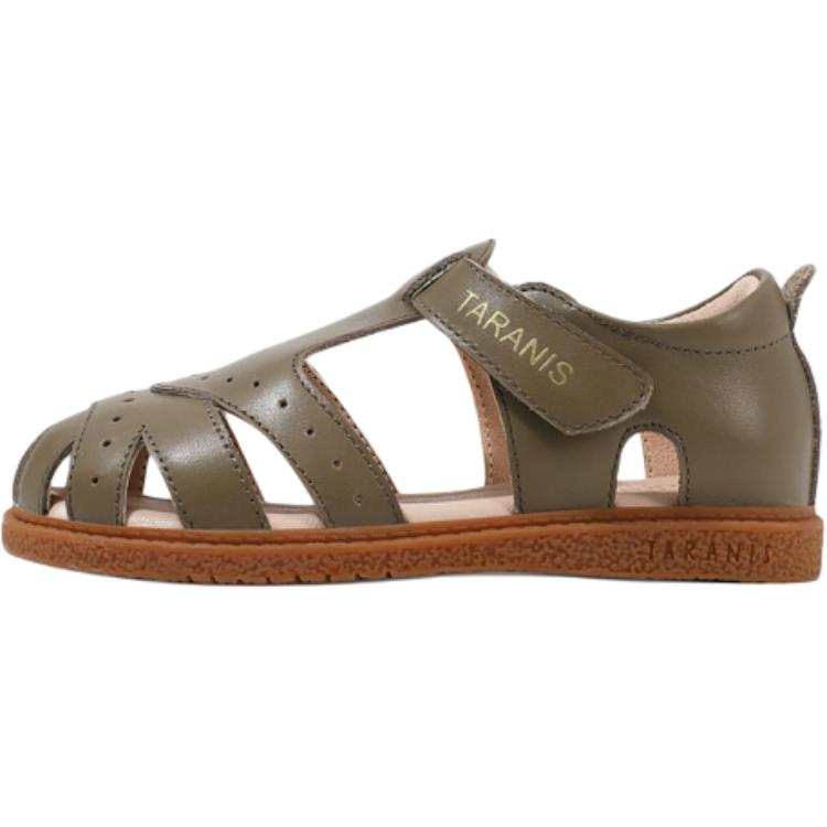 TARANIS Cow Leather Slip Resistant Abrasion Resistant Low top Children's Sandals Green Children Aged 3 7 Years Old