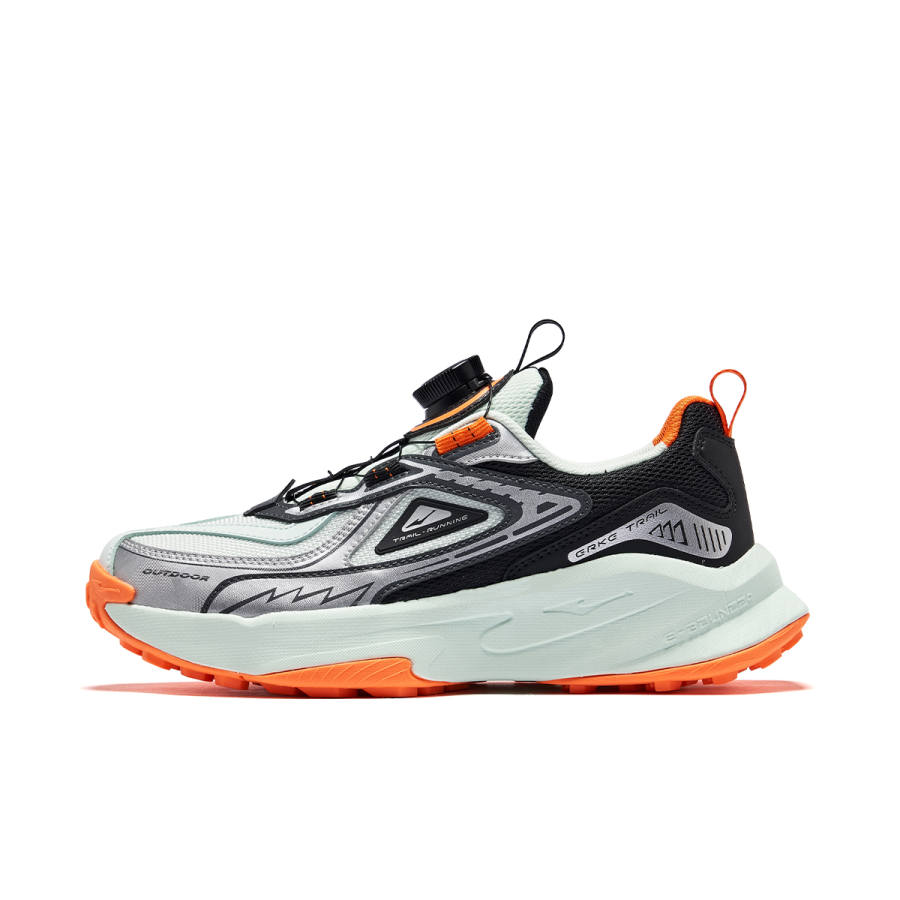 ERKE KIDS Synthetic Leather, Textile Low top Running Shoes Ice Clear Green/Jet Black/Bright Silver Teenagers