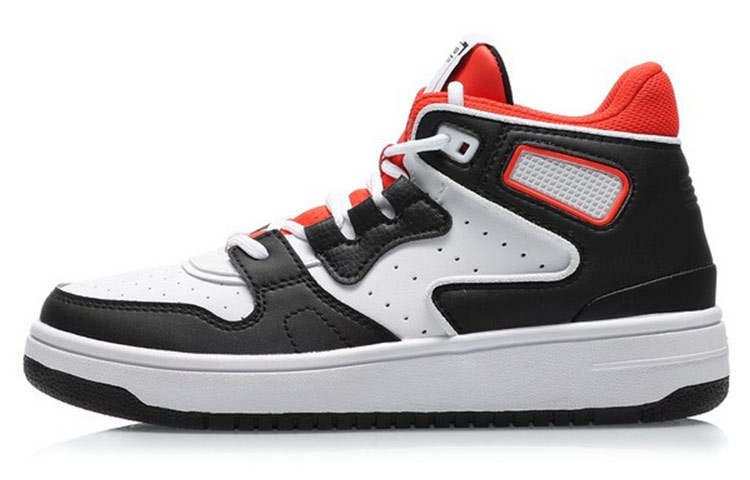 Li-Ning YOUNG Li Ning YOUNG Slip Resistant Abrasion Resistant High top Skateboard Shoes Black White Teenagers
