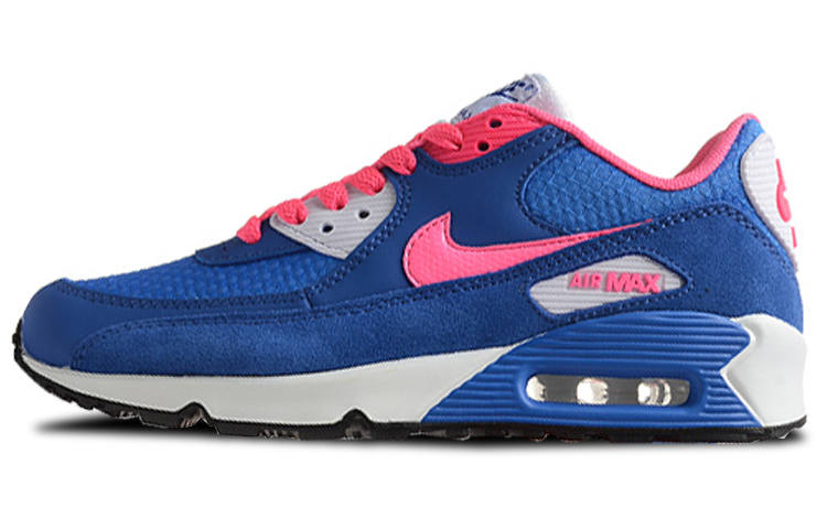 Nike Nike Air Max 90 Synthetic Leather Cushioning Abrasion Resistant Low top Running Shoes Blue Pink Unisex